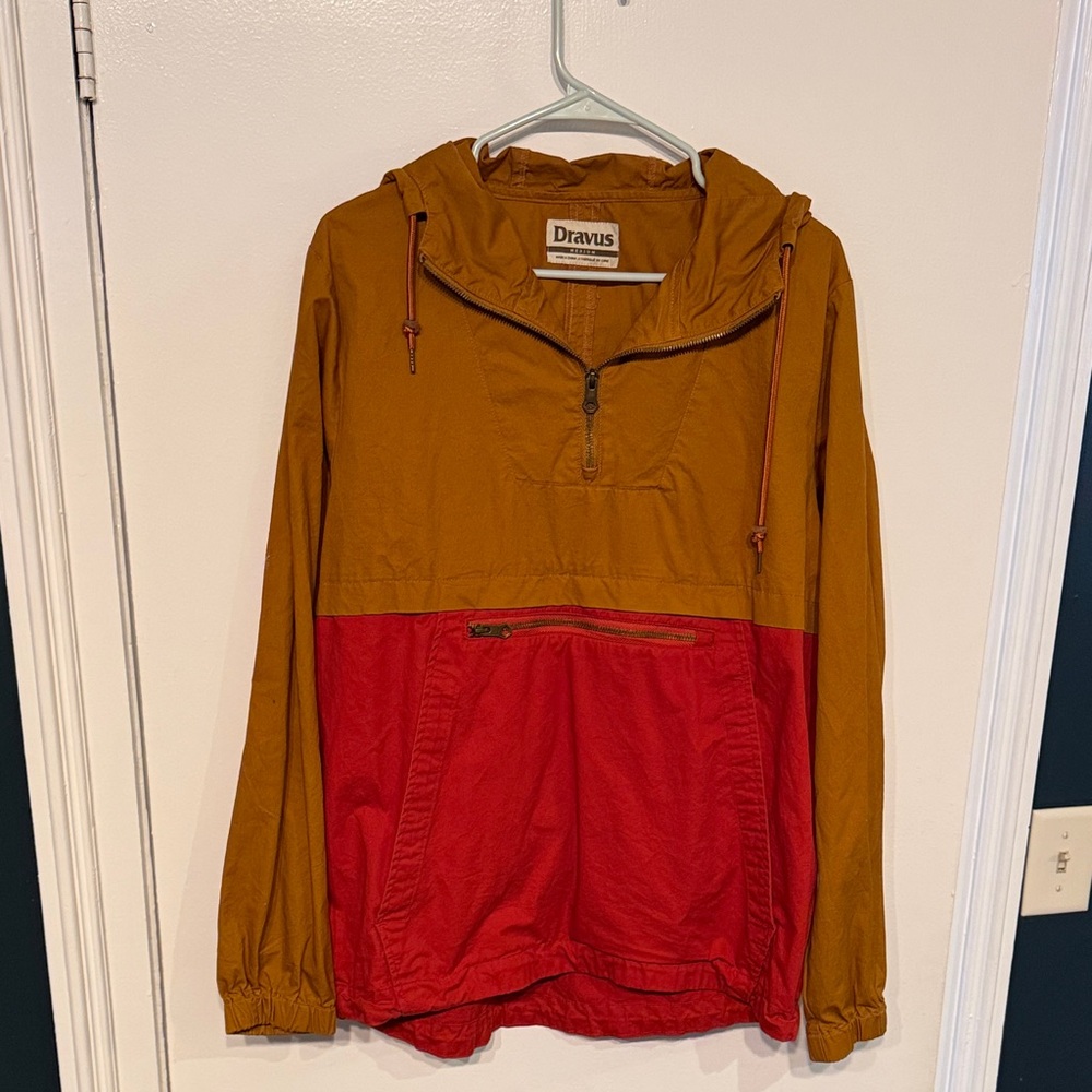 Dravus Hoody Colorblock Jacket / Anorak - Red and Tan VERY UNIQUE!